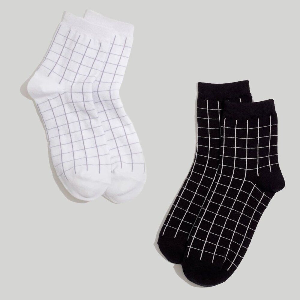NWT Madewell | Grid Ankle Socks Black & White